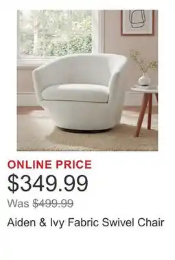 Costco Aiden & Ivy Fabric Swivel Chair offer