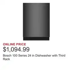 Costco Bosch 100 Series 24 in Dishwasher with Third Rack offer