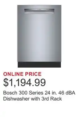 Costco Bosch 300 Series 24 in. 46 dBA Dishwasher with 3rd Rack offer