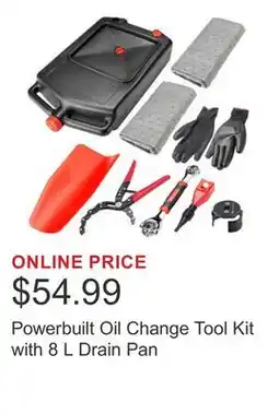Costco Powerbuilt Oil Change Tool Kit with 8 L Drain Pan offer