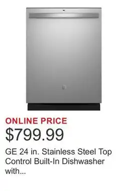 Costco GE 24 in. Stainless Steel Top Control Built-In Dishwasher with Sanitize Cycle offer