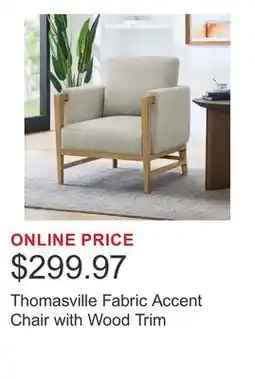 Costco Thomasville Fabric Accent Chair with Wood Trim offer
