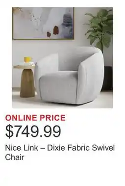 Costco Nice Link – Dixie Fabric Swivel Chair offer