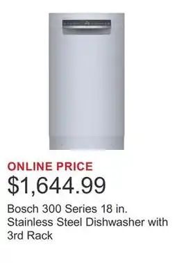 Costco Bosch 300 Series 18 in. Stainless Steel Dishwasher with 3rd Rack offer