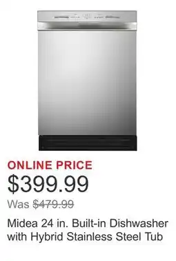 Costco Midea 24 in. Built-in Dishwasher with Hybrid Stainless Steel Tub offer