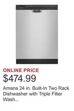 Costco Amana 24 in. Built-In Two Rack Dishwasher with Triple Filter Wash System offer