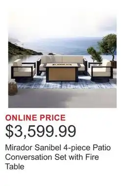 Costco Mirador Sanibel 4-piece Patio Conversation Set with Fire Table offer