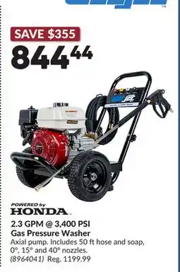Princess Auto 2.3 GPM @ 3,400 PSI Gas Pressure Washer offer