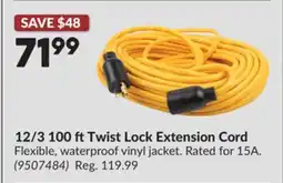 Princess Auto 12/3 100 ft Twist Lock Extension Cord offer