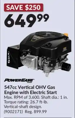 Princess Auto 547cc Vertical OHV Gas Engine with Electric Start offer