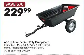 Princess Auto 600 lb Tow-Behind Poly Dump Cart offer