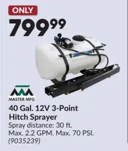 Princess Auto 40 Gal. 12V 3-Point Hitch Sprayer offer