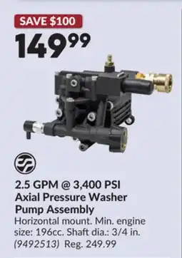 Princess Auto 2.5 GPM @ 3,400 PSI Axial Pressure Washer Pump Assembly offer