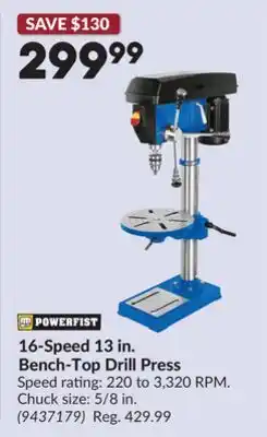 Princess Auto 16-Speed 13 in. Bench-Top Drill Press offer