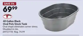 Princess Auto 40 Gallon Black Oval Poly Stock Tank offer