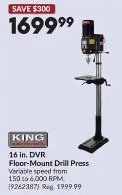 Princess Auto 16 in. DVR Floor-Mount Drill Press offer