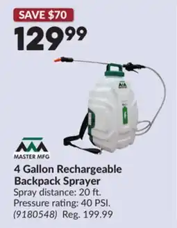 Princess Auto 4 Gallon Rechargeable Backpack Sprayer offer