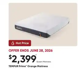 Sleep Country TEMPUR Prima Orange Mattress offer