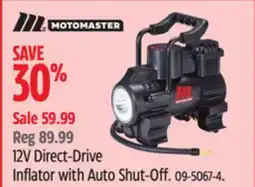 Canadian Tire MOTOMASTER 12V Direct-Drive Inflator with Auto Shut-Off offer