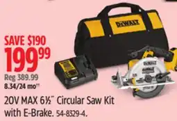 Canadian Tire DEWALT 20V MAX 6 1/2 Circular Saw Kit with E-Brake offer