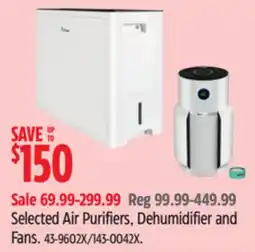 Canadian Tire Selected Air Purifiers, Dehumidifier and Fans offer