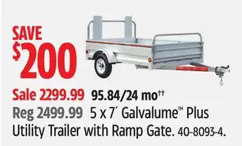 Canadian Tire 5 x 7´ Galvalume Plus Utility Trailer with Ramp Gate offer