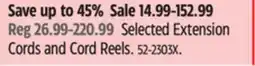 Canadian Tire Selected Extension Cords and Cord Reels offer