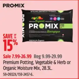 Canadian Tire PRO-MIX Premium Potting, Vegetable & Herb or Organic Moisture Mix offer