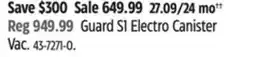 Canadian Tire Guard S1 Electro Canister Vac offer