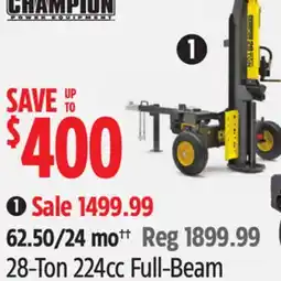 Canadian Tire CHAMPION 28-Ton 224cc Full-Bea Log Splitter offer