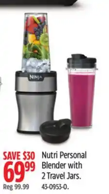 Canadian Tire NINJA Nutri Personal Blender with 2 Travel Jars offer
