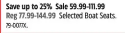 Canadian Tire Selected Boat Seats offer