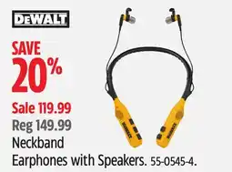 Canadian Tire DEWALT Neckband Earphones with Speakers offer