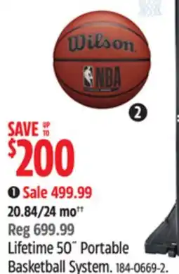Canadian Tire Lifetime 50 Portable Basketball System offer