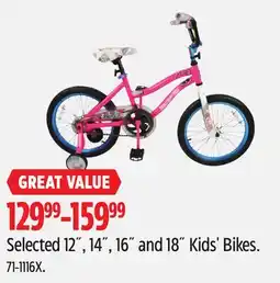 Canadian Tire Selected 12, 14, 16 and 18 Kids' Bikes offer