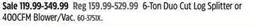 Canadian Tire 6-Ton Duo Cut Log Splitter or 400CFM Blower/Vac offer