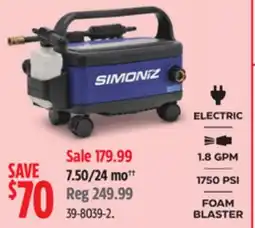Canadian Tire SIMONIZ SELECTED PRESSURE WASHER offer