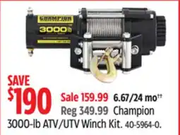 Canadian Tire Champion 3000-lb ATV/UTV Winch Kit offer