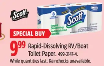 Canadian Tire Scott Rapid-Dissolving RV/Boat Toilet Paper offer
