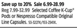 Canadian Tire Keurig Selected Coffee K-Cup Pods or Nespresso Compatible Original Line Capsules offer
