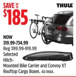Canadian Tire Thule Selected Hitch- Mounted Bike Carrier and Convoy XT Rooftop Cargo Boxes offer