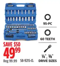 Canadian Tire Mastercraft Socket Set, 95-pc, SAE / Metric, CRV, Nickel-Chrome Plating offer