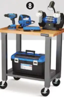 Canadian Tire Mastercraft 36 Wide H Table with Solid Wood Top and Wheels offer