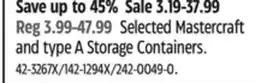Canadian Tire Selected Mastercraft and type A Storage Containers offer