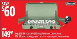 Canadian Tire Cascade 222 Double-Burner Camp Stove offer