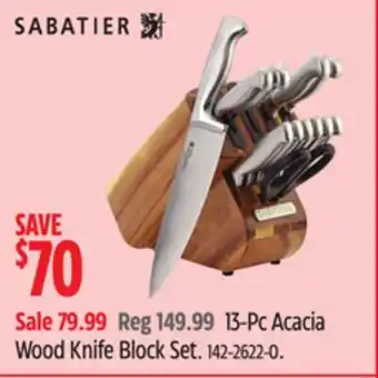 Canadian Tire 13-Pc Acacia Wood Knife Block Set offer