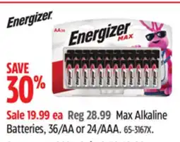 Canadian Tire Max Alkaline Batteries, 36/AA or 24/AAA offer