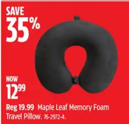 Canadian Tire Maple Leaf Memory Foam Travel Pillow offer