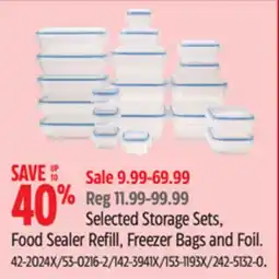 Canadian Tire Selected Storage Sets, Food Sealer Refill, Freezer Bags and Foil offer