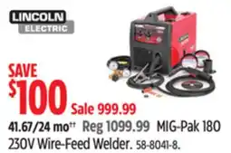 Canadian Tire MIG-Pak 180 230V Wire-Feed Welder offer
